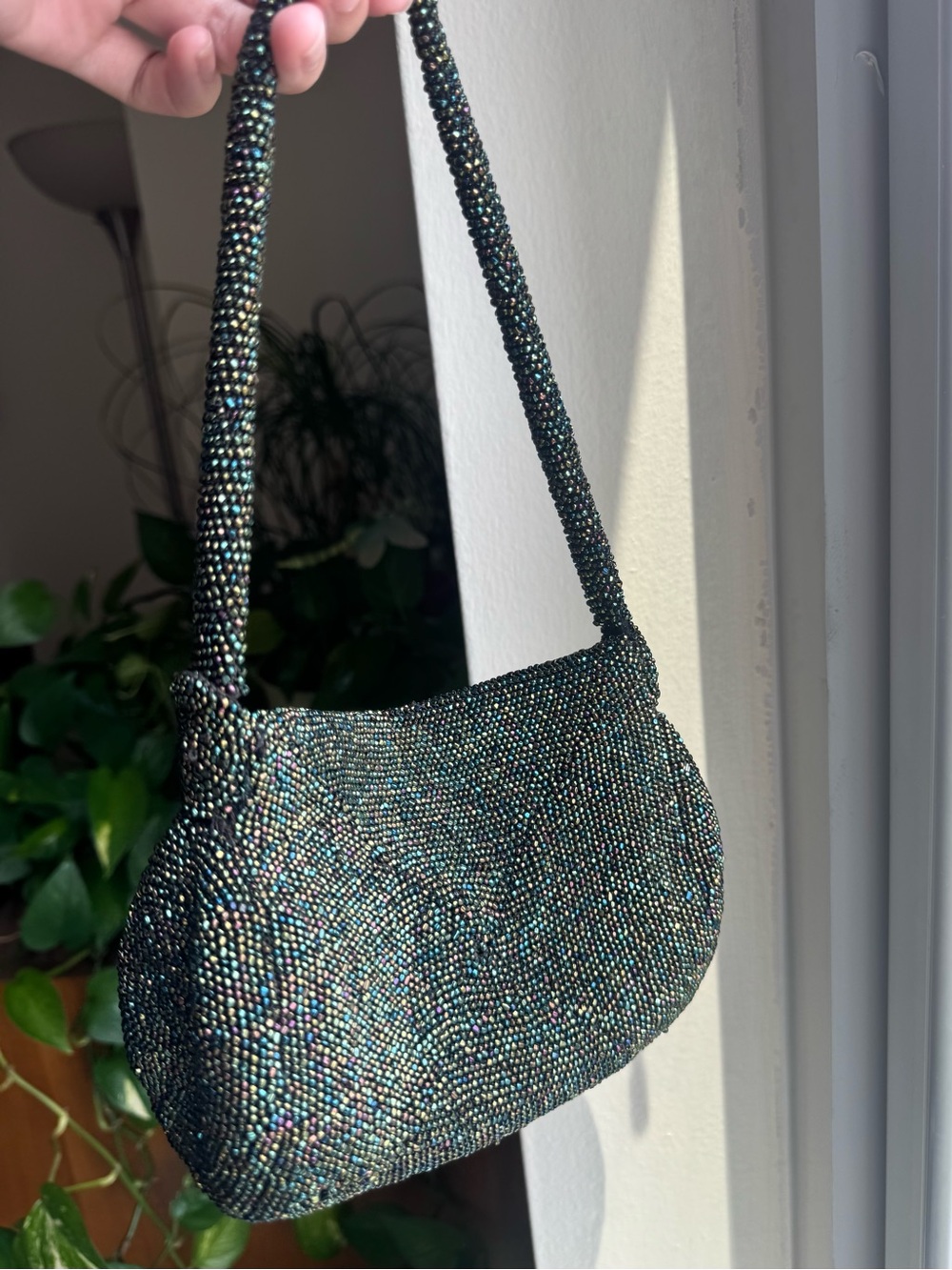 1940s Handmade Vintage Beaded Iridescent Purse